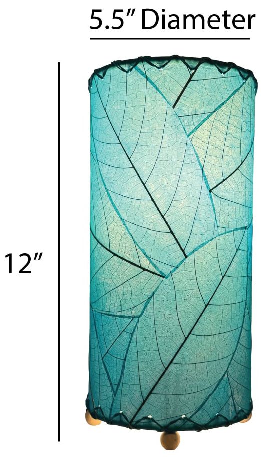 Image 3 Eangee Home Design 12 Inch Cocoa Leaf Cylinder Table Lamp Sea Blue more views