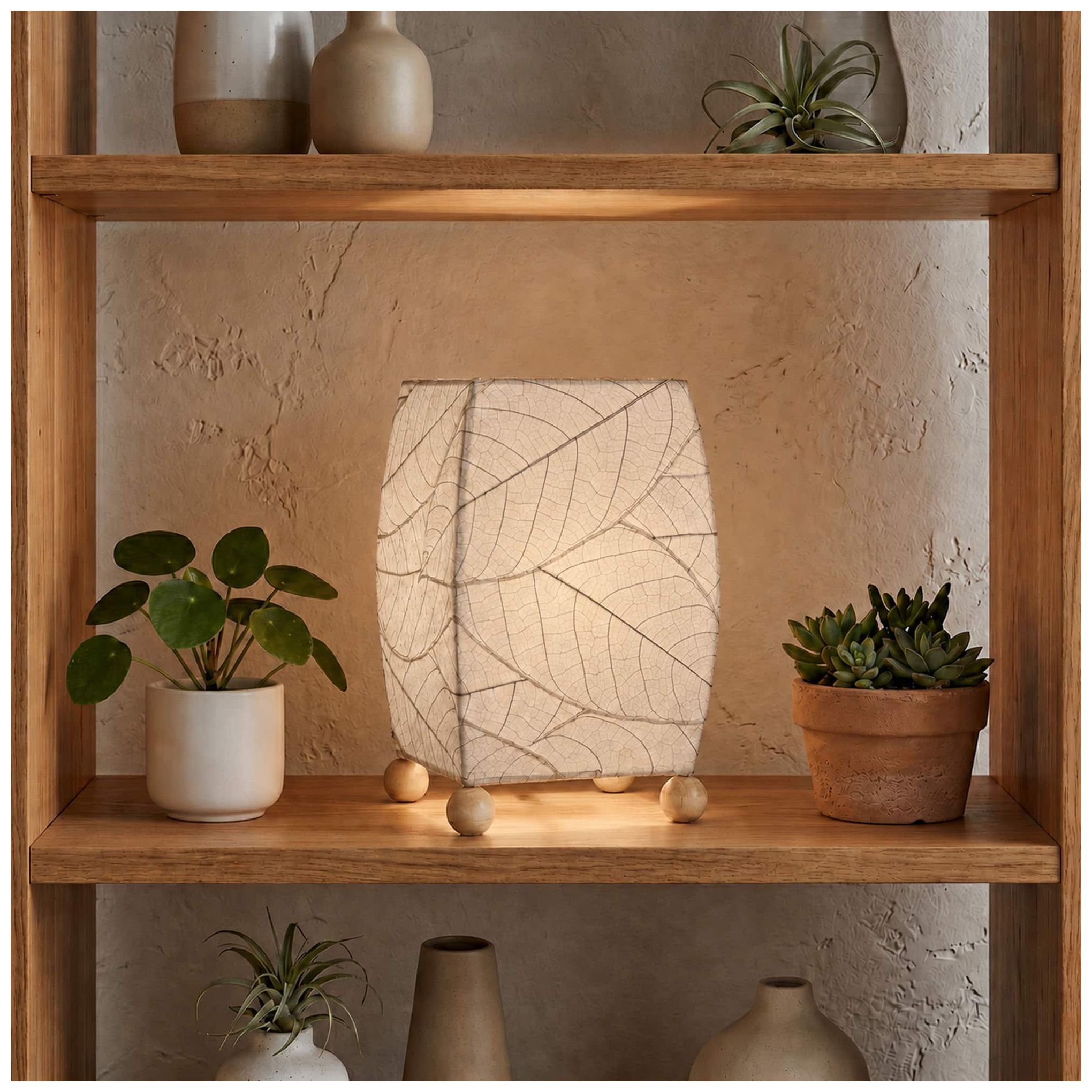 Image 2 Eangee Home Design Mini Square Cocoa Leaf Gray Table Lamp more views