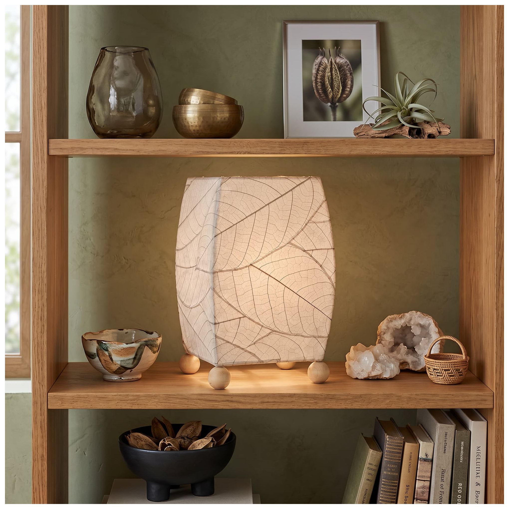 Image 4 Eangee Home Design Mini Square Cocoa Leaf Gray Table Lamp more views