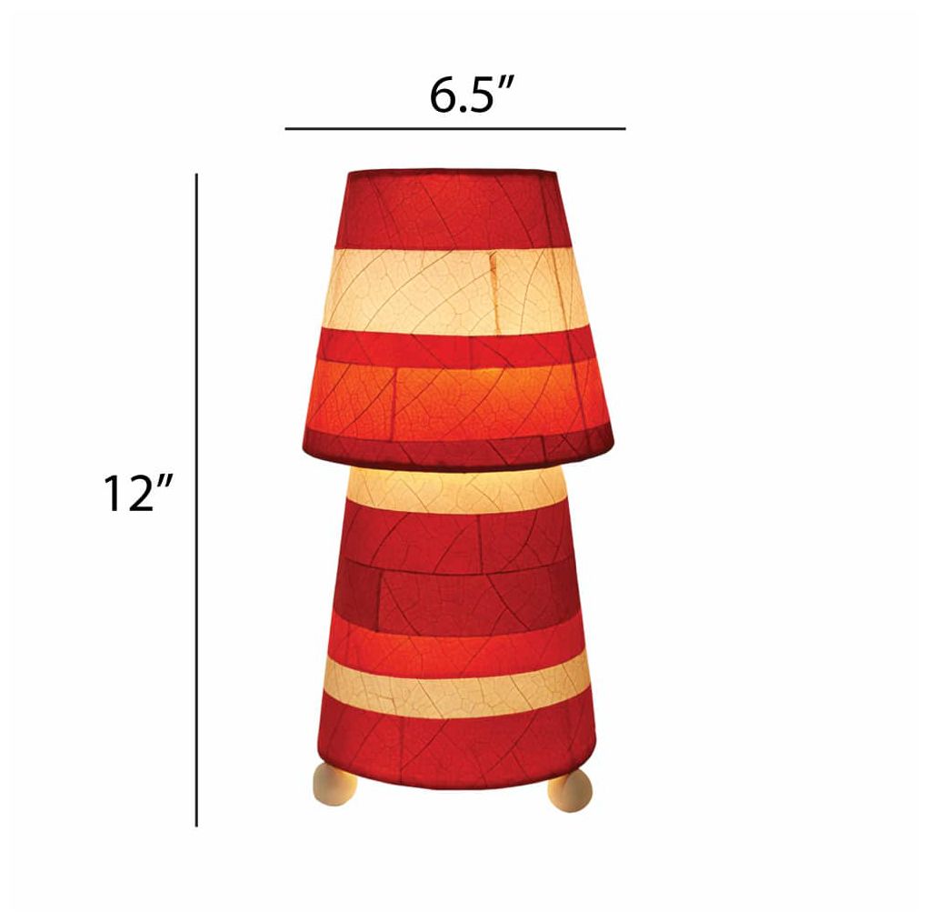 Image 3 Eangee Home Design Striped Tapered Table Lamp Red more views
