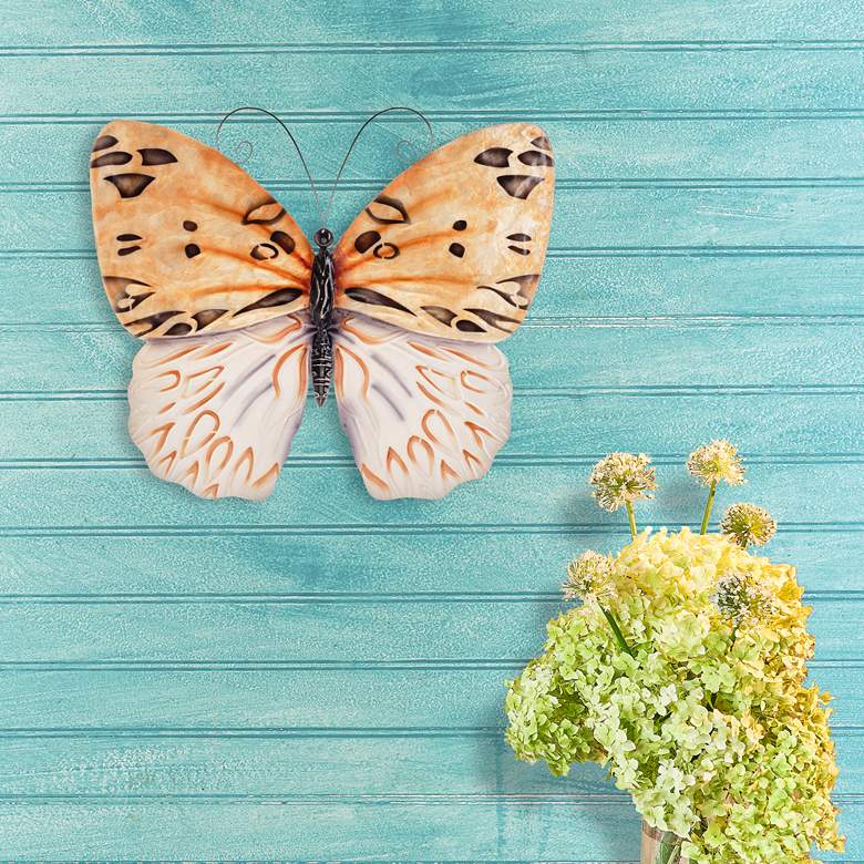 Image 1 Eangee Honey Butterfly 13"W Yellow Capiz Shell Wall Decor
