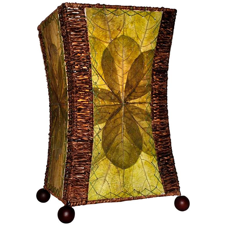 Image 2 Eangee Hour Glass Green Cocoa Leaves Uplight Table Lamp