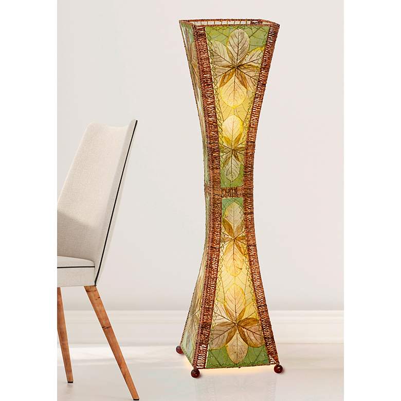 Image 1 Eangee Hour Glass Green Large Tower Floor Lamp