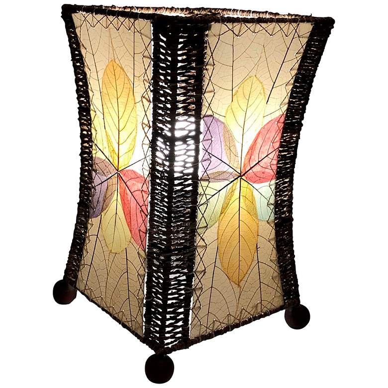 Image 2 Eangee Hour Glass Multi-Color Cocoa Leaves Uplight Table Lamp