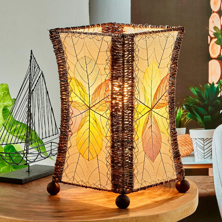 Image 1 Eangee Hour Glass Multi-Color Cocoa Leaves Uplight Table Lamp