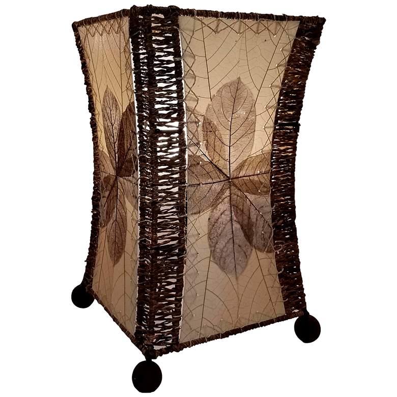 Image 2 Eangee Hour Glass Natural Cocoa Leaves Uplight Table Lamp