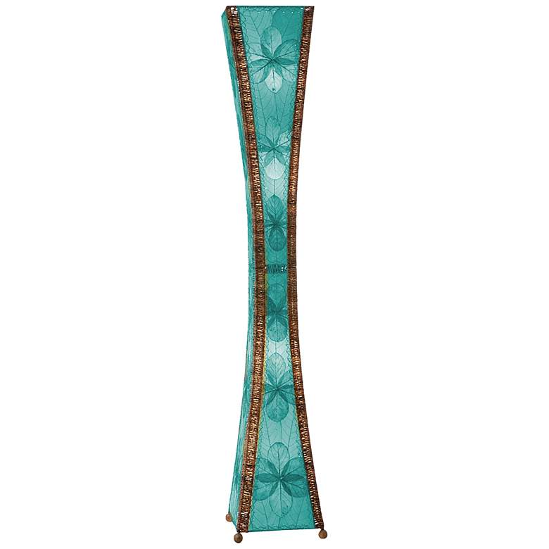 Image 2 Eangee Hourglass 72" High Sea Blue Jackfruit Leaves Tower Floor Lamp