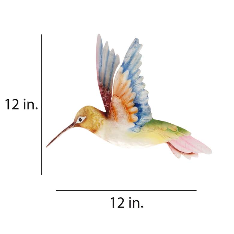 Image 3 Eangee Hummingbird 12"H White Red and Blue Metal Wall Decor more views
