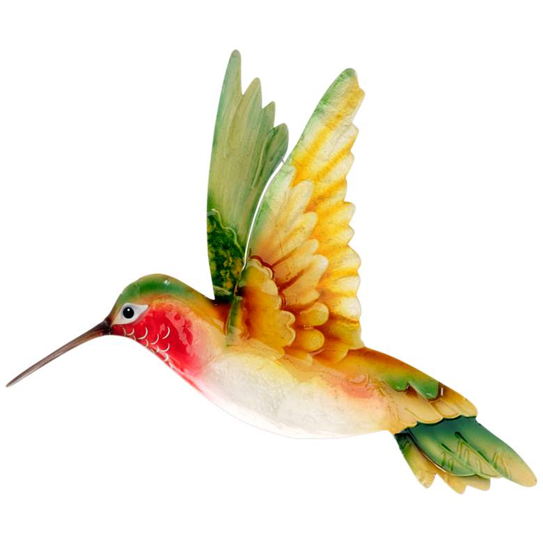 Image 2 Eangee Hummingbird 12"H Yellow and Green Metal Wall Decor