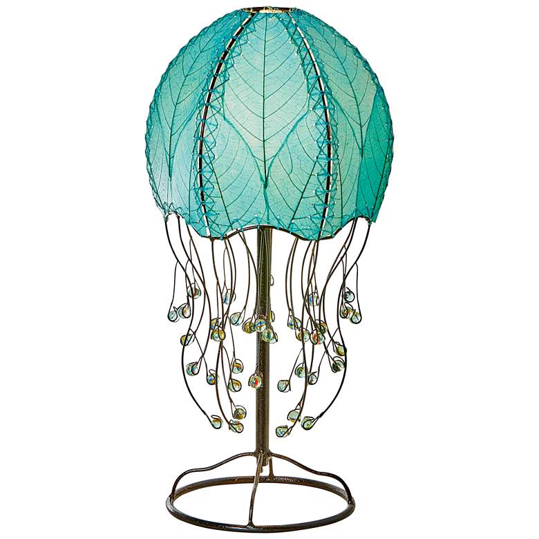 Image 2 Eangee Jellyfish 24" High Cocoa Leaves Coastal Sea Blue Table Lamp