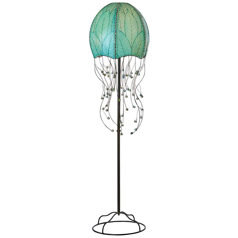 Image 2 Eangee Jellyfish Blue Cocoa Leaves 64" High Floor Lamp