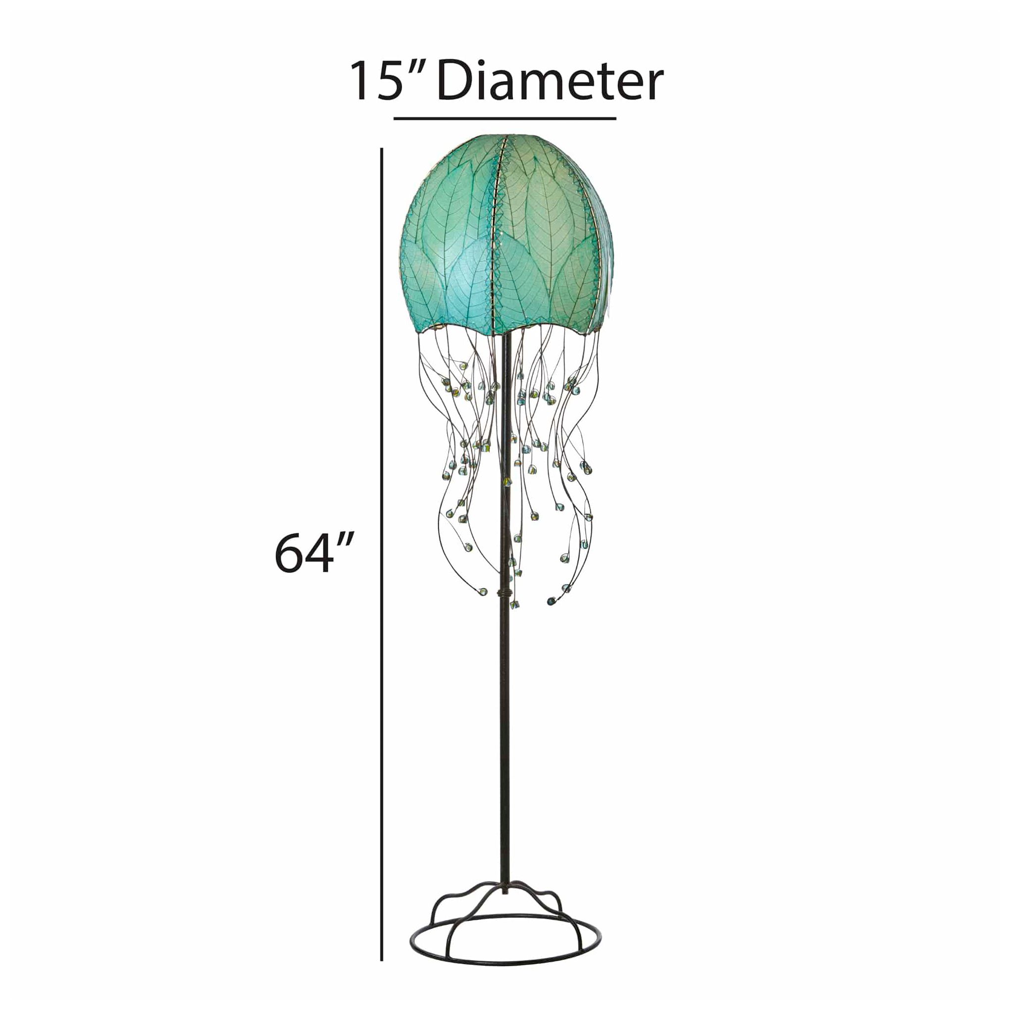 Image 5 Eangee Jellyfish Blue Cocoa Leaves 64" High Floor Lamp more views