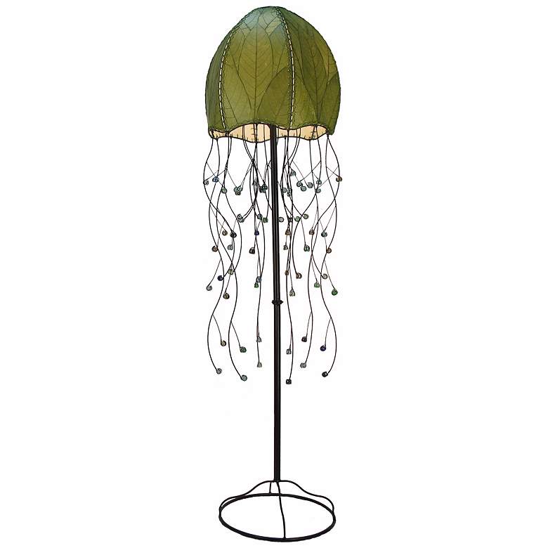 Image 1 Eangee Jellyfish Green Cocoa Leaves 64" High Floor Lamp