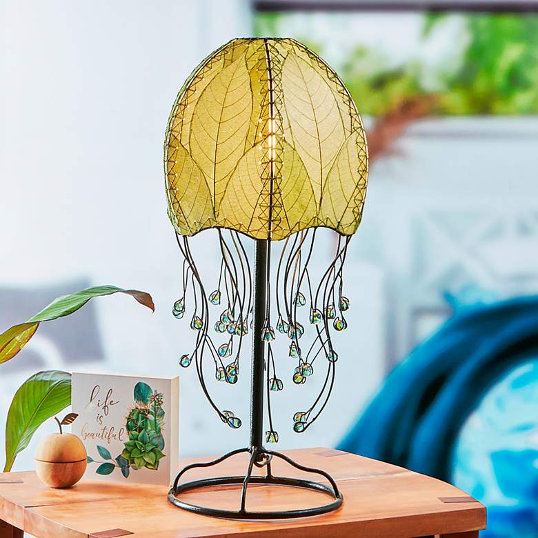 Image 1 Eangee Jellyfish Green Cocoa Leaves Table Lamp