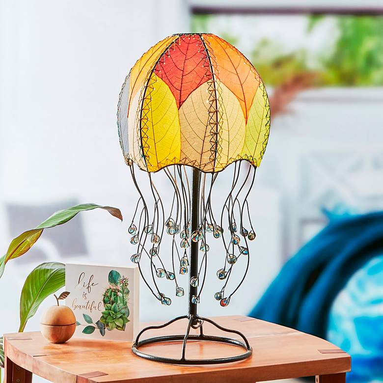 Image 1 Eangee Jellyfish Multi-Color Cocoa Leaves Table Lamp