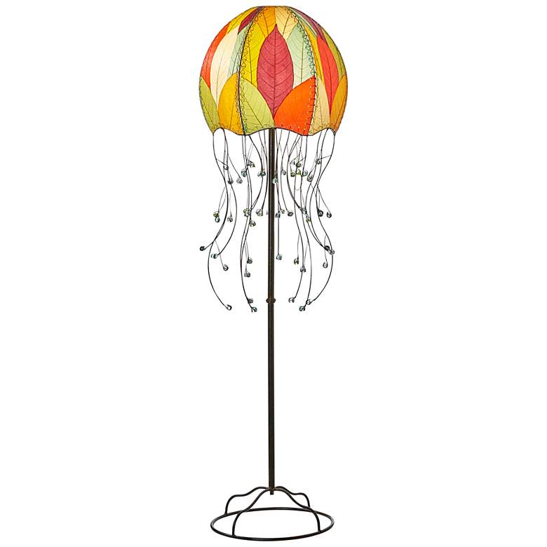Image 2 Eangee Jellyfish Multicolor Cocoa Leaves 64 inch High Floor Lamp