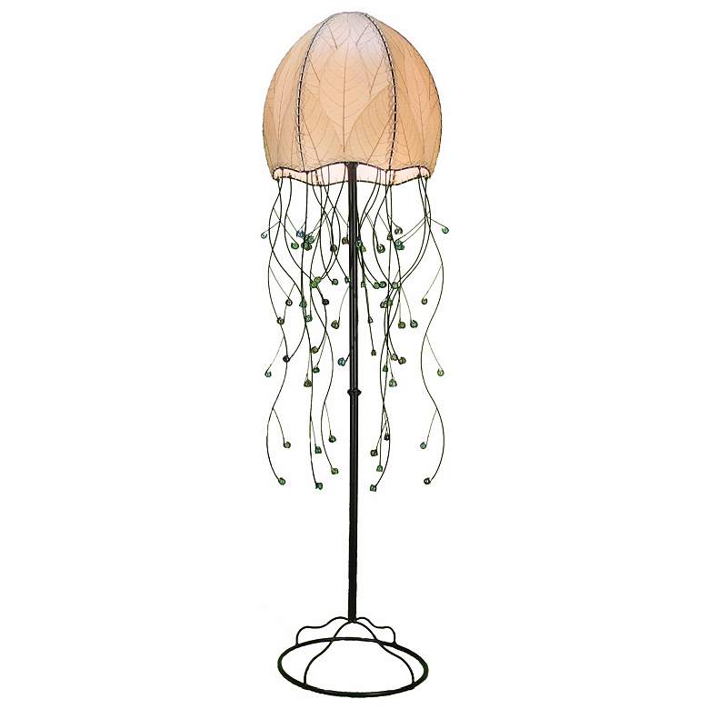 Image 1 Eangee Jellyfish Natural Cocoa Leaves 64 inch High Floor Lamp