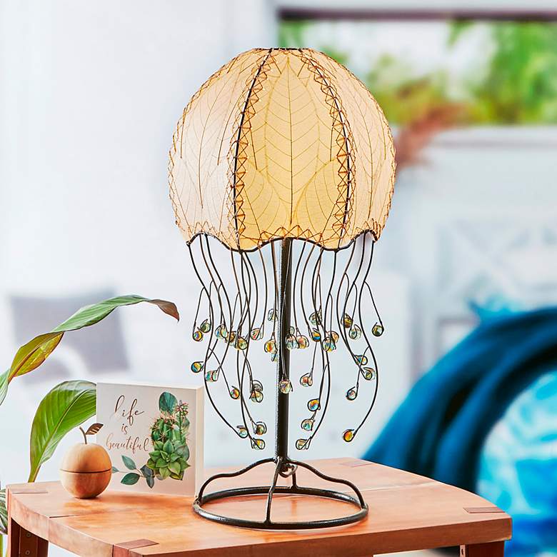 Image 1 Eangee Jellyfish Natural Cocoa Leaves Table Lamp