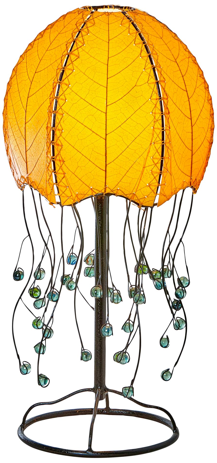 Image 2 Eangee Jellyfish Orange Cocoa Leaves Table Lamp