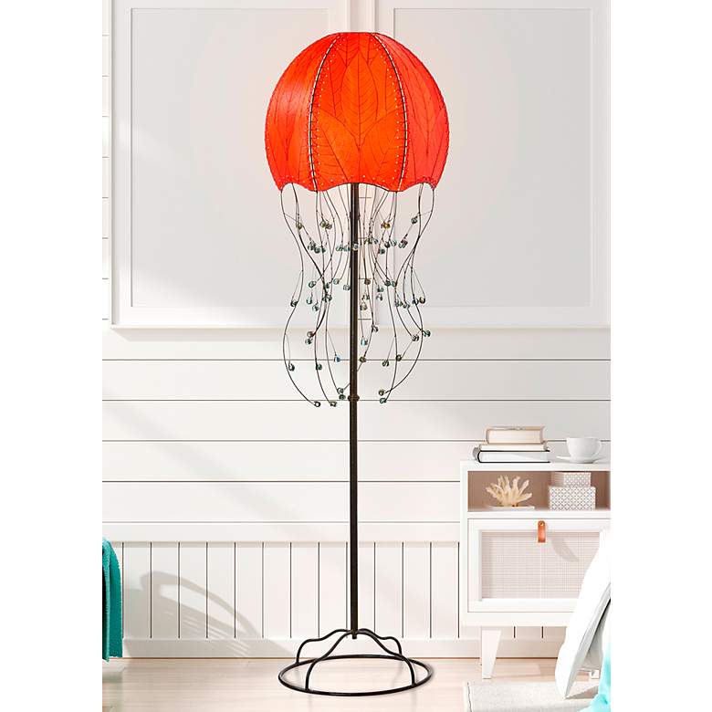 Image 1 Eangee Jellyfish Red Cocoa Leaves Floor Lamp