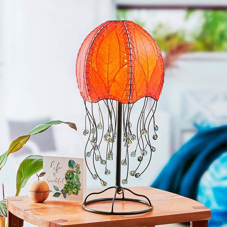 Eangee Jellyfish Red Cocoa Leaves Table Lamp