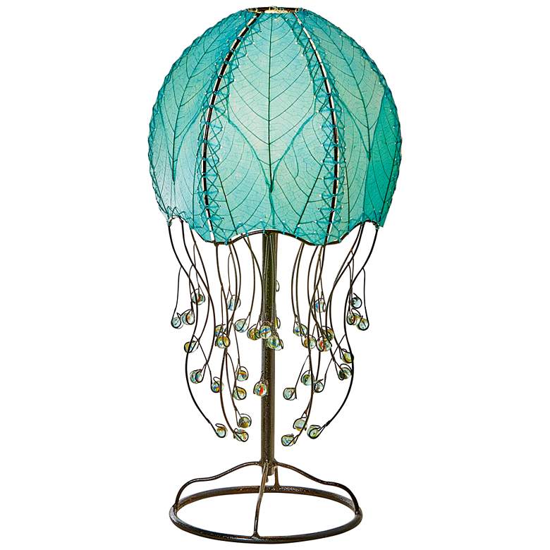 Image 2 Eangee Jellyfish Sea Blue Cocoa Leaves Table Lamp