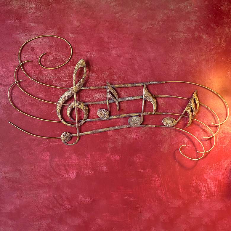 Image 1 Eangee Large Musical Notes 40 inch Wide Gold Metal Wall Decor