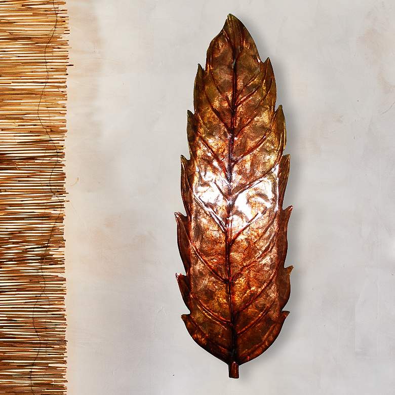 Image 1 Eangee Leaf 32 inch High Brown Capiz Shell Wall Art