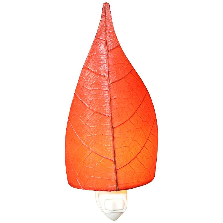 Image 1 Eangee Leaf 8 inch High Red Cocoa Leaf Plug-In Night Light
