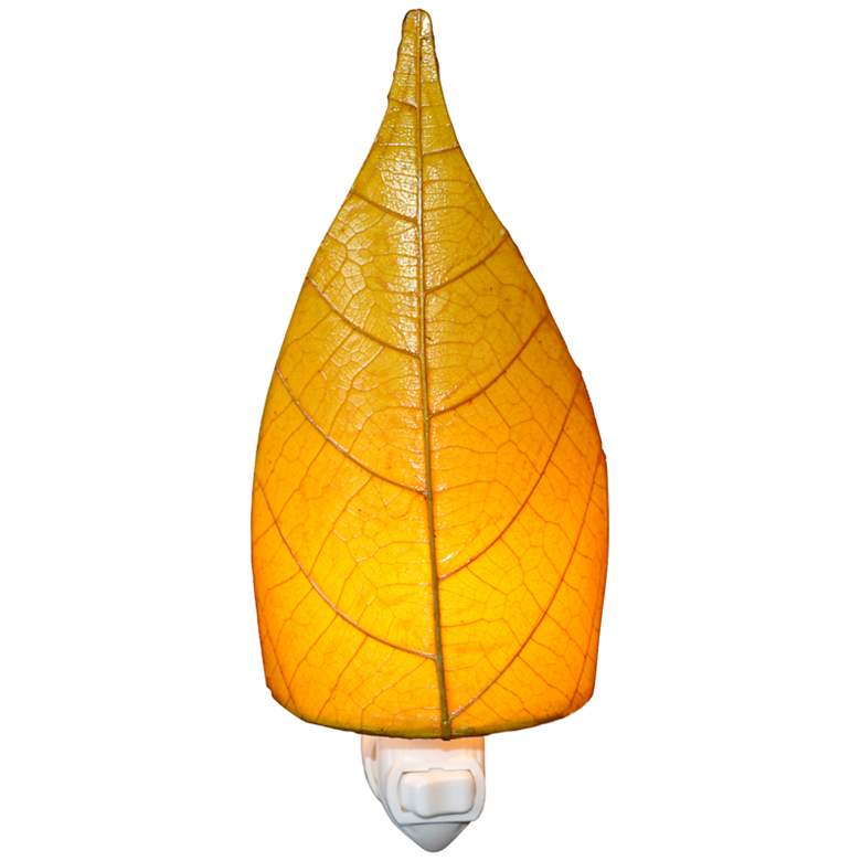 Image 1 Eangee Leaf 8 inch High Yellow Cocoa Leaf Plug-In Night Light