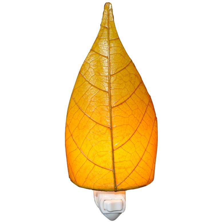 Image 1 Eangee Leaf 8" High Yellow Cocoa Leaf Plug-In Night Light