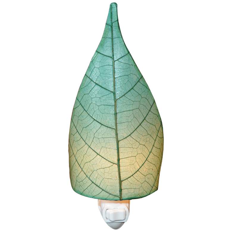 Image 1 Eangee Leaf 8"H Sea Blue Cocoa Leaf Plug-In Night Light