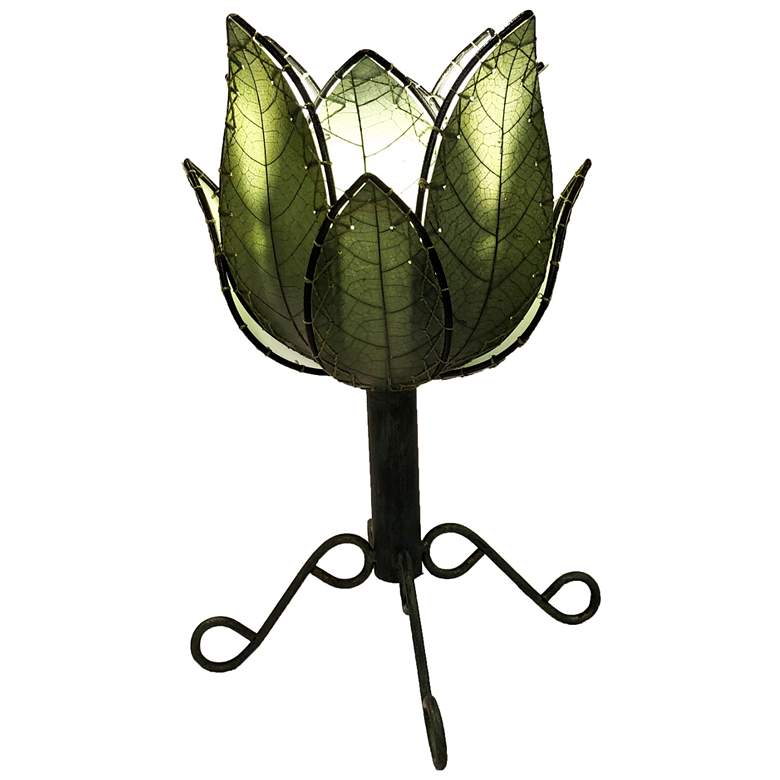 Image 1 Eangee Lotus 15 inch High Green LED Outdoor Accent Table Lamp