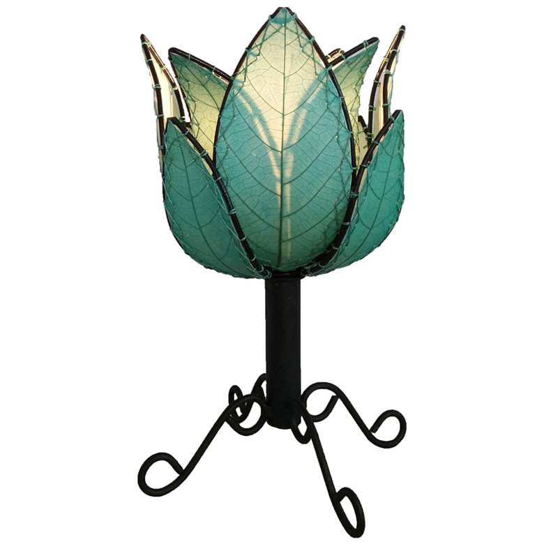 Image 1 Eangee Lotus 15 inch High Sea Blue LED Outdoor Accent Table Lamp