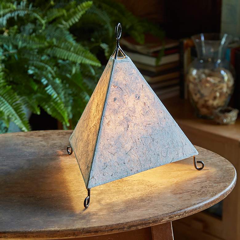 Image 1 Eangee Mini Pyramid 12 inchH Banana Uplight Accent Table Lamp