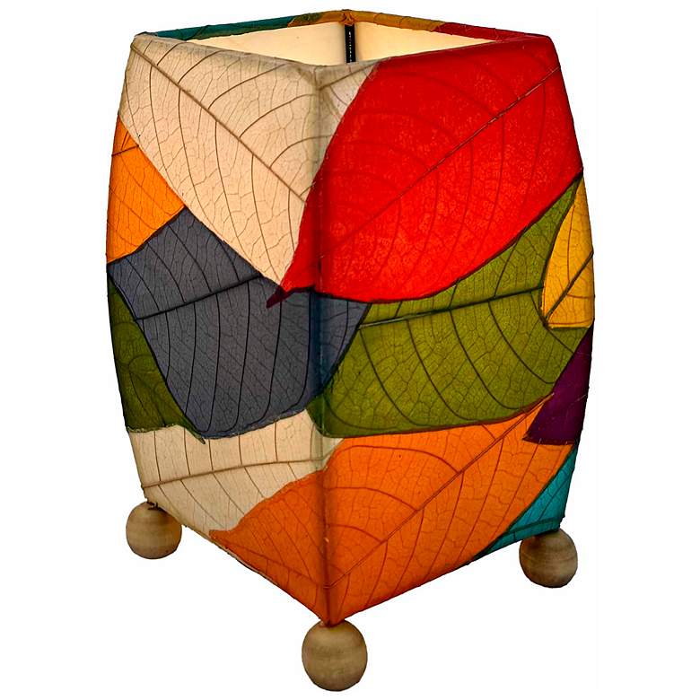 Image 2 Eangee Mini Square 8" High Cocoa Leaf Accent Table Lamp