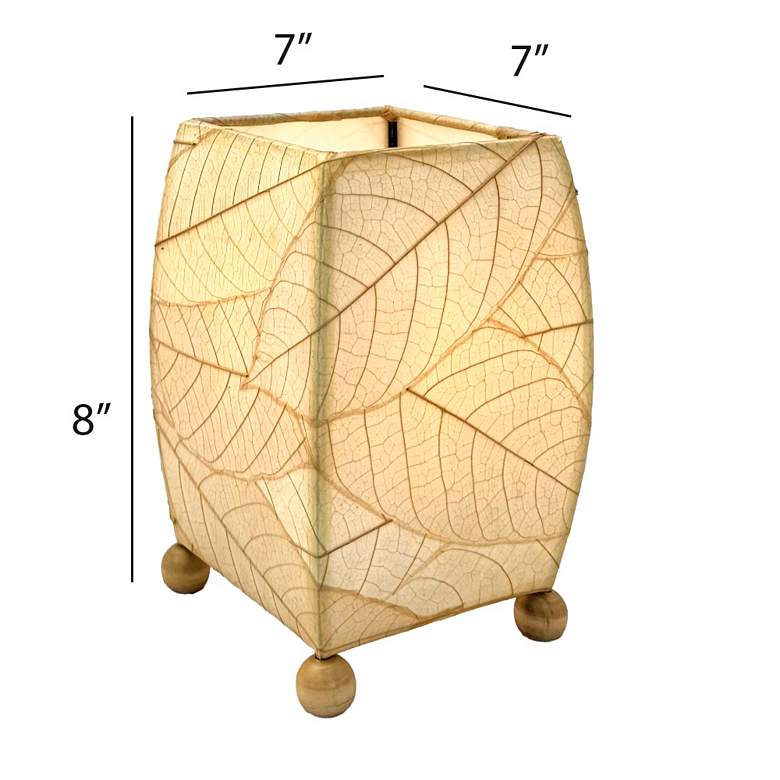 Image 3 Eangee Mini Square 9" High Natural White Cocoa Leaf Table Lamp more views