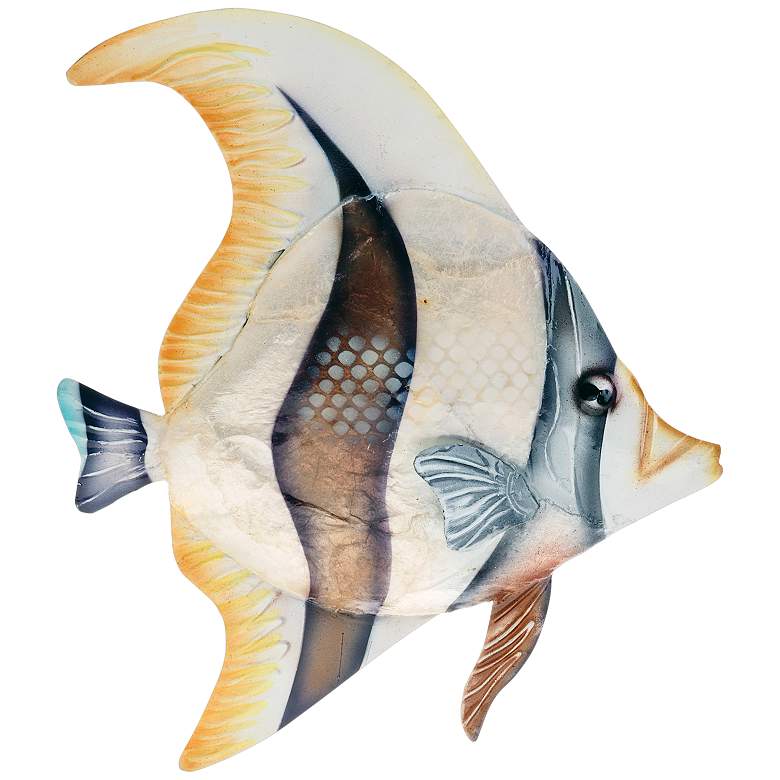 Image 2 Eangee Moorish Idol Angelfish 9" High Capiz Shell Wall Decor