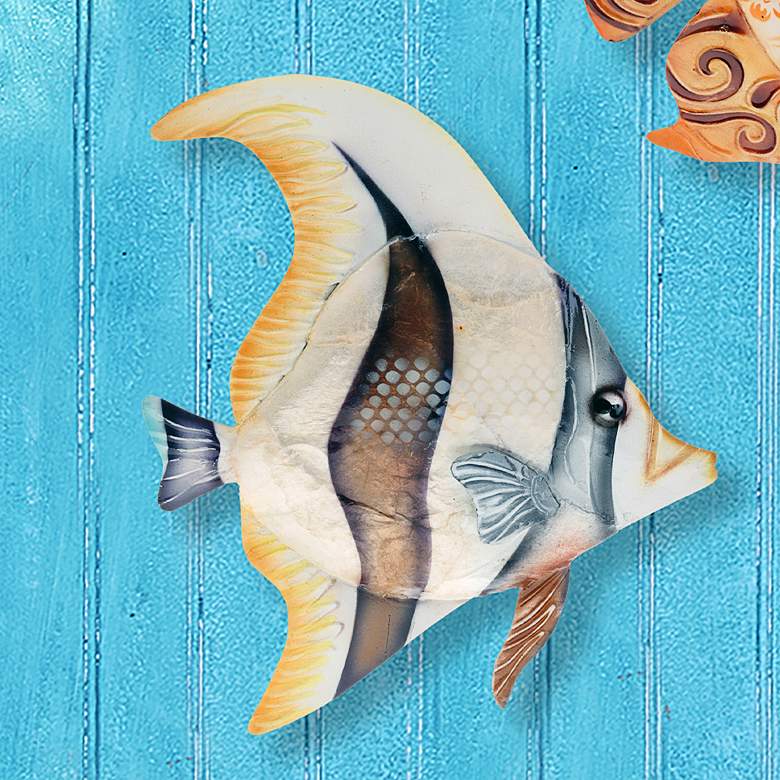 Image 1 Eangee Moorish Idol Angelfish 9 inch High Capiz Shell Wall Decor