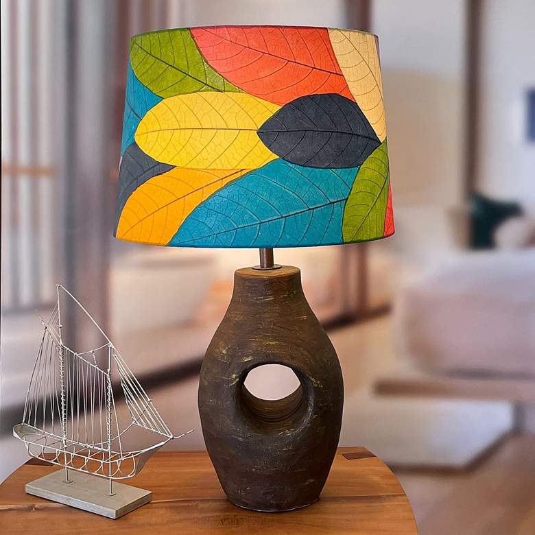 Image 1 Eangee Multi-Color Leaf Drum Lamp Shade 14x16x11 (Spider)