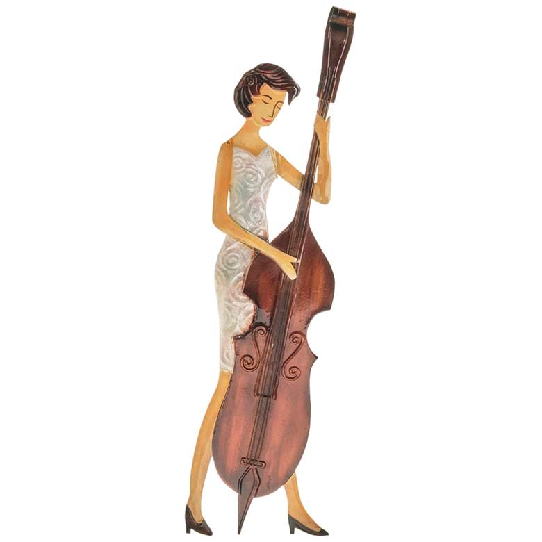 Image 1 Eangee Musician Bass Player 15"H Capiz and Metal Wall Decor