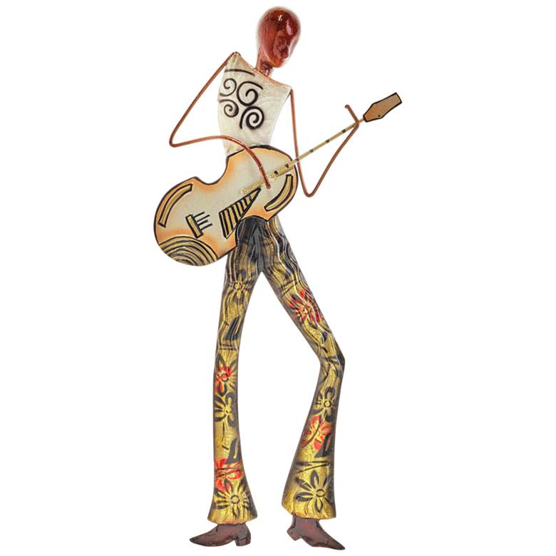 Image 1 Eangee Musician Guitar Player 14"H Capiz Metal Wall Decor
