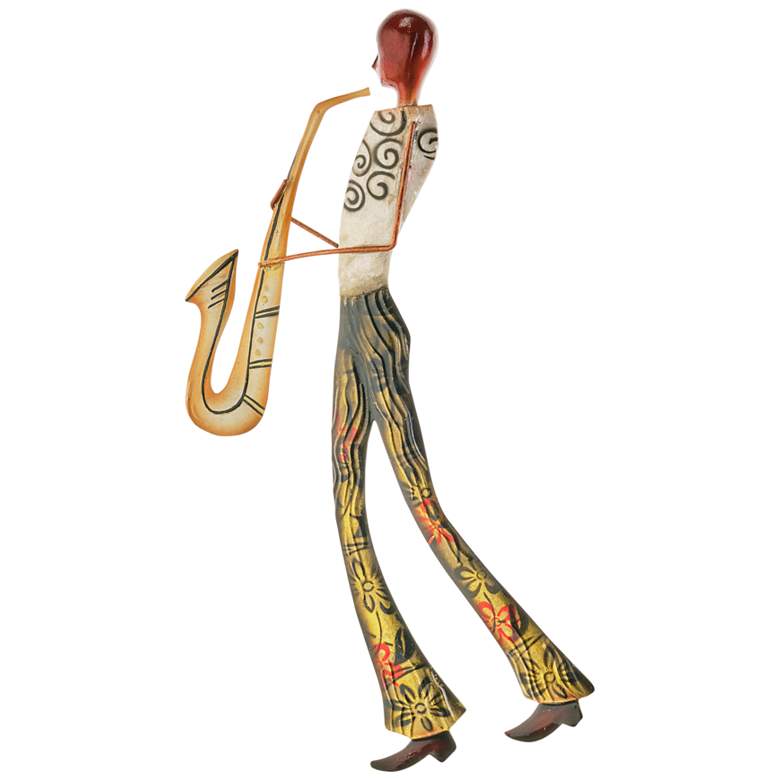 Image 1 Eangee Musician Sax Player 14 inchH Capiz and Metal Wall Decor