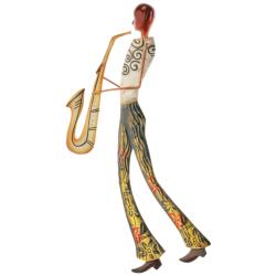 Eangee Musician Sax Player 14&quot;H Capiz and Metal Wall Decor