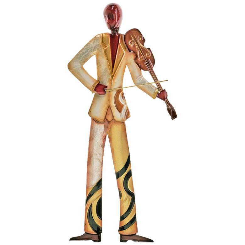 Image 1 Eangee Musician Violin Player 14"H Capiz Metal Wall Decor