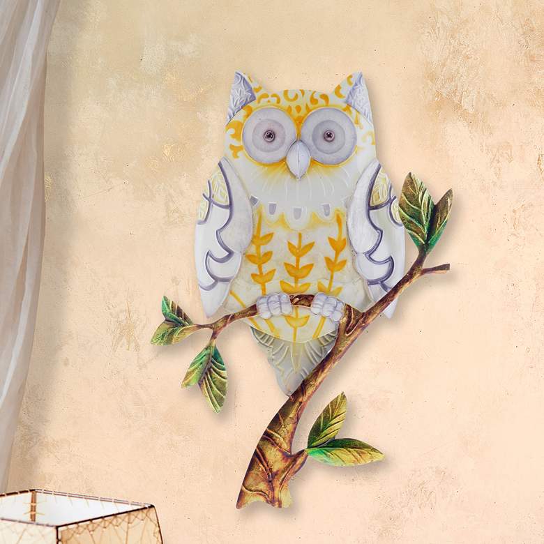 Image 1 Eangee Owl 9" High Yellow Capiz Shell Wall Decor
