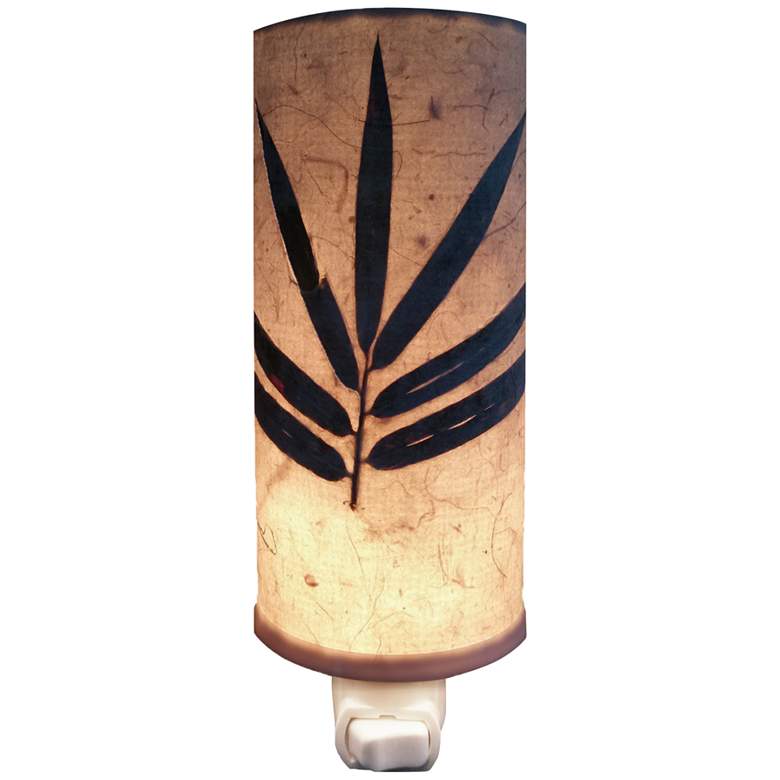 Image 1 Eangee Paper 7" High Bamboo Cylinder Plug-In Night Light