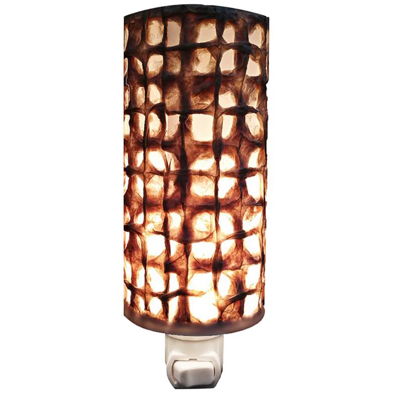 Image 1 Eangee Paper 7" High Mesh Cylinder Plug-In Night Light