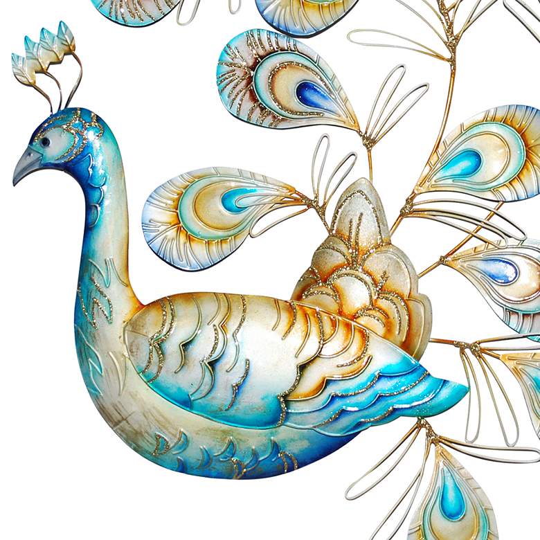Image 2 Eangee Peacock Laying 20" High Capiz Shell Wall Decor more views