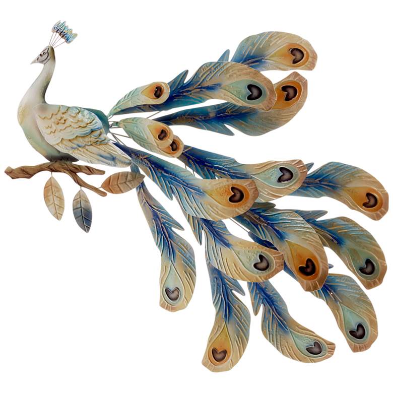 Image 2 Eangee Peacock Seated 18" Wide Metal Peacock Wall Decor
